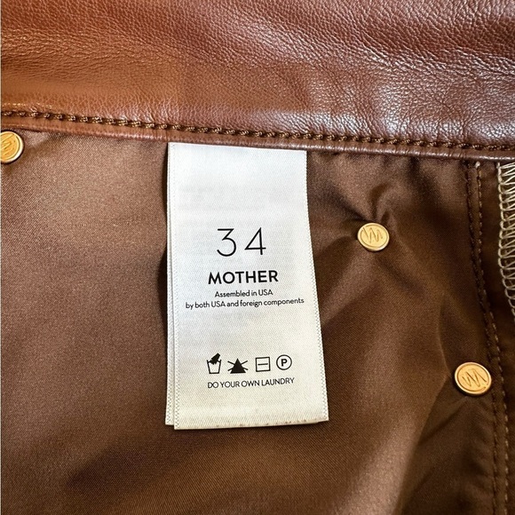 MOTHER Mid Rise Ankle Dazzler Brown Faux Leather Pants - Picture 5 of 10